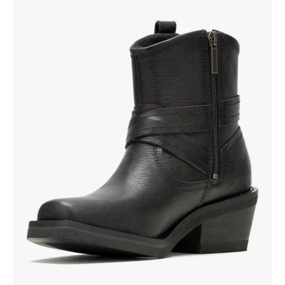 Women's Black Ankle Boots - Classic Zip Leather Boot - Picture 2 of 8